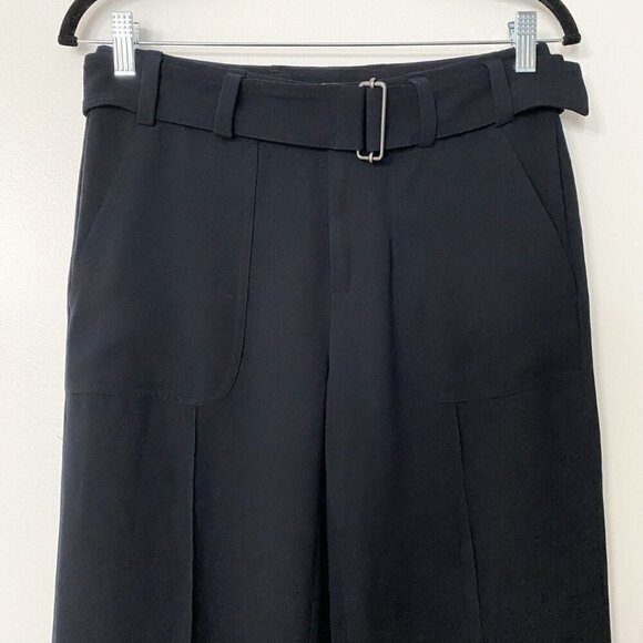 VINCE. BLACK BELTED CROPPED PLEATED TAPERED PANTS STYLE V3359-21170 - 2 - Picture 3 of 9